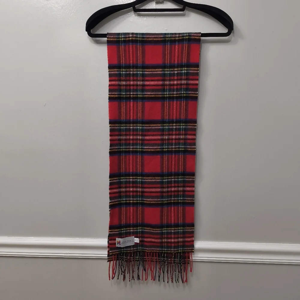 John Hanly Unisex 100% Lambs Wool Plaid Multicolor Scarf Made In Ireland Outdoor
